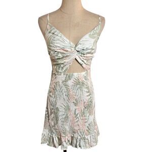 Ocean Drive Tropical Print Pink And Green Cutout Dress NWT